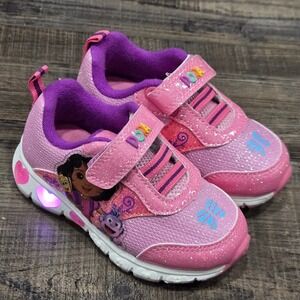 Dora the Explorer Toddler Girls Light Up Pink Glitter Sneakers Shoes Size 6